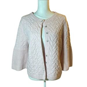 Mercer & Madison Lambswool and Angora Blush Pink Cable Knit Cardigan